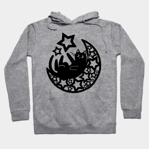 Starry Lunar Cat in the Moon Hoodie by NonDecafArt